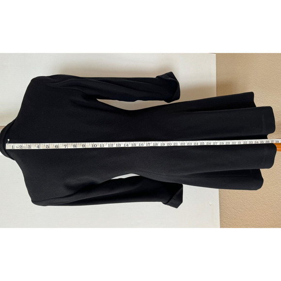 Vintage 90s Career Black Coat Dress Sz 4 Ruffle Front Single Button Rayon Blend - Picture 7 of 15